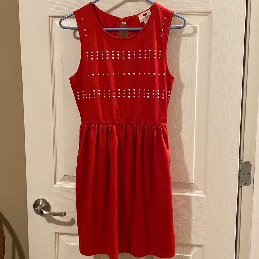 One Clothing Red Fit & Flare Studded Dress NWT